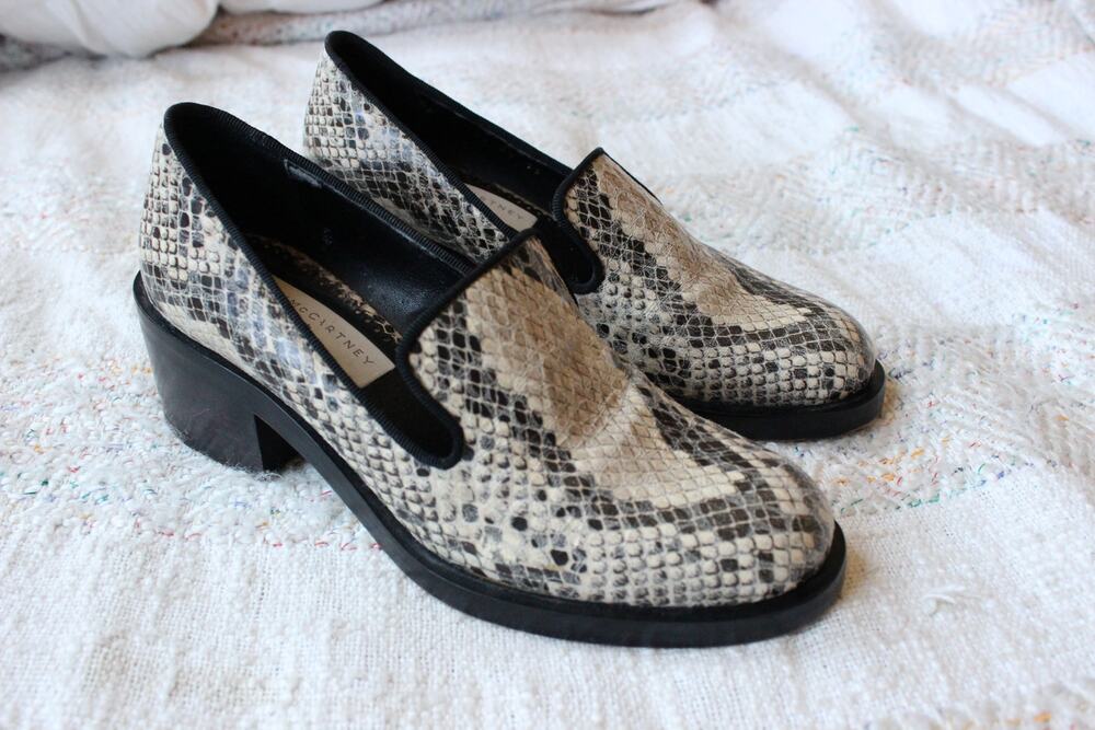 Stella McCartney Python Snakeskin Chunky Heeled Loafers Size 35